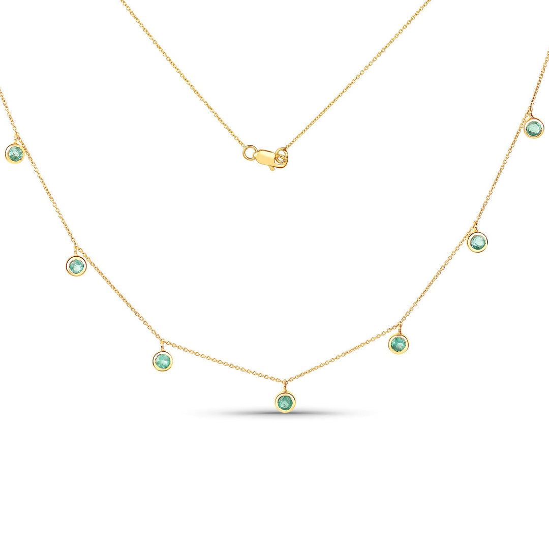 0.90 Carat Genuine Zambian Emerald 10K Yellow Gold Necklace