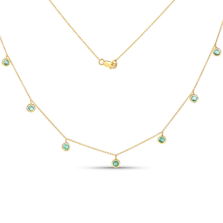 0.90 Carat Genuine Zambian Emerald 10K Yellow Gold Necklace