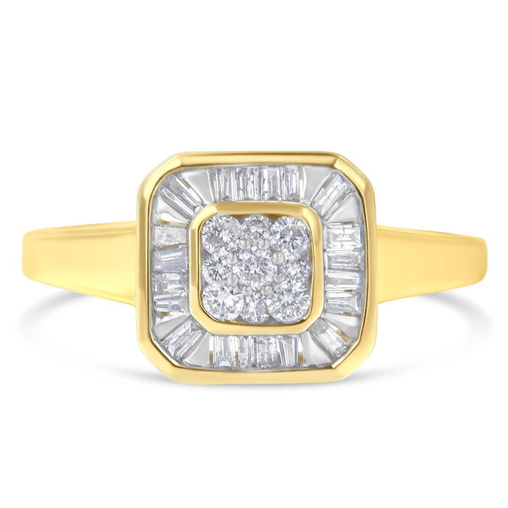 10K Yellow Gold Diamond Cocktail Ring (1/2 Cttw, I-J Color, SI2-I1 Clarity) - Size 6