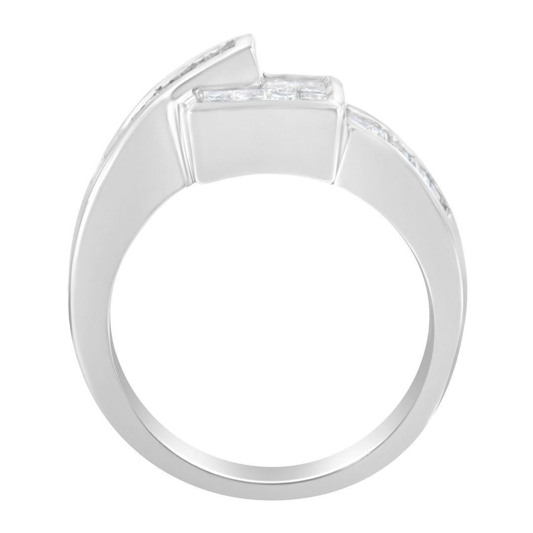 14K White Gold Princess and Baguette-cut Diamond Ring (1 1/3 Cttw, G-H Color, SI2-I1 Clarity) - Size 6-3/4