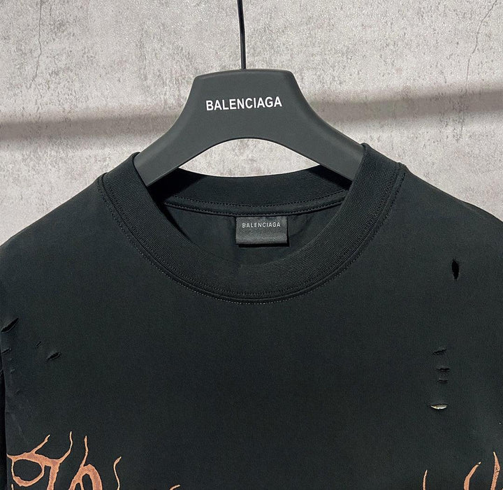Balenciaga Faded Black T-Shirt Without Collar