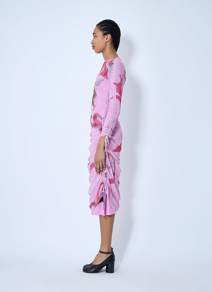 Chopova Lowena Women Ruched Printed Mesh Dress