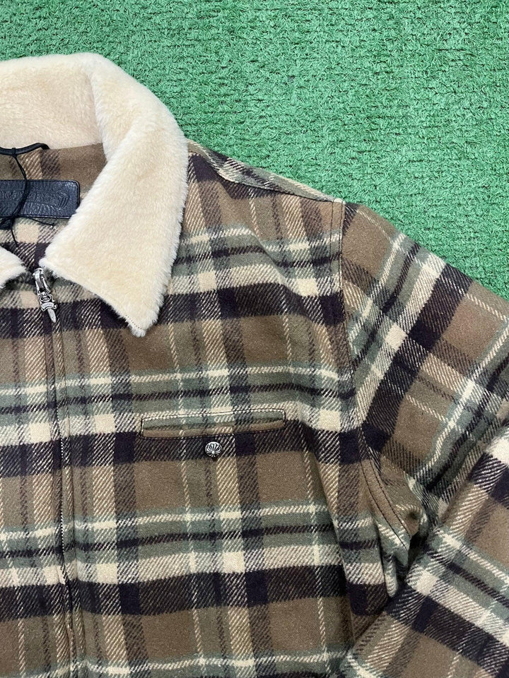 Chrome Hearts Black Sheep Plaid Fleece Jacket