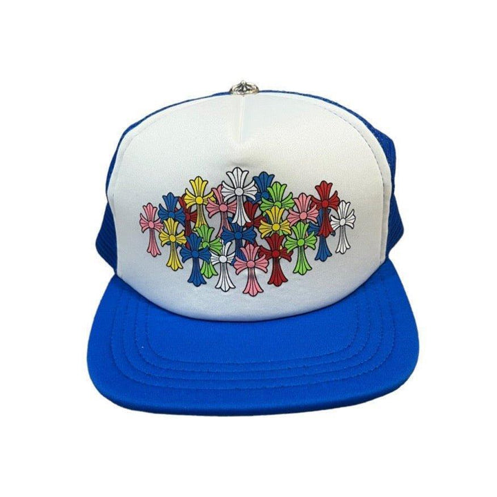 Chrome Hearts Cemetery Cross Trucker Hat Blue / White