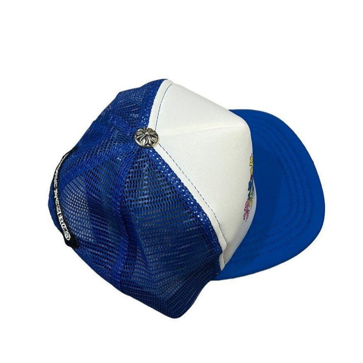 Chrome Hearts Cemetery Cross Trucker Hat Blue / White