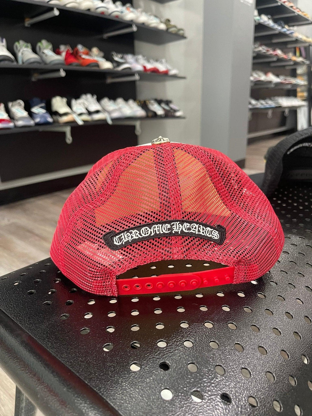 Chrome Hearts Cemetery Cross Trucker Hat Red / White