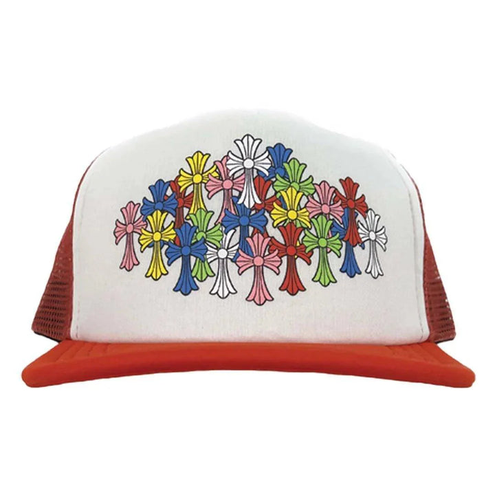 Chrome Hearts Cemetery Cross Trucker Hat Red / White