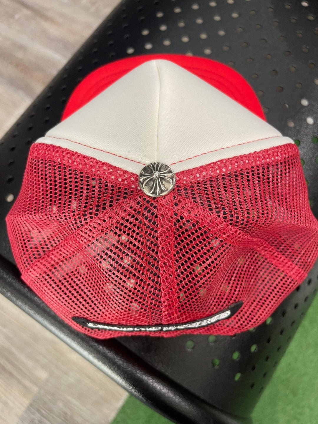 Chrome Hearts Cemetery Cross Trucker Hat Red / White