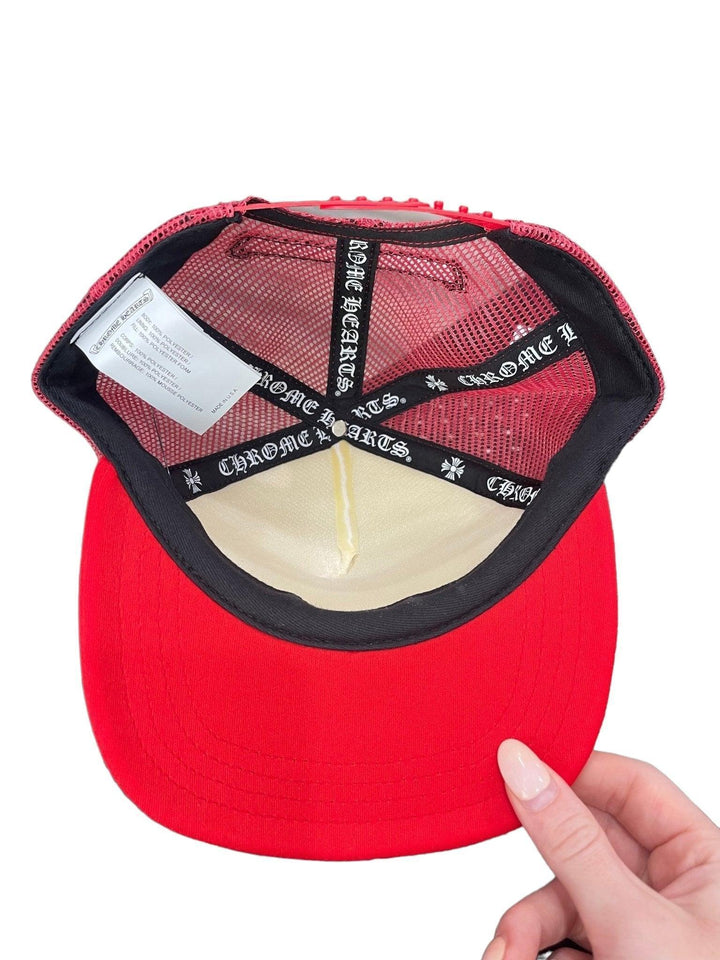 Chrome Hearts Cemetery Cross Trucker Hat Red / White