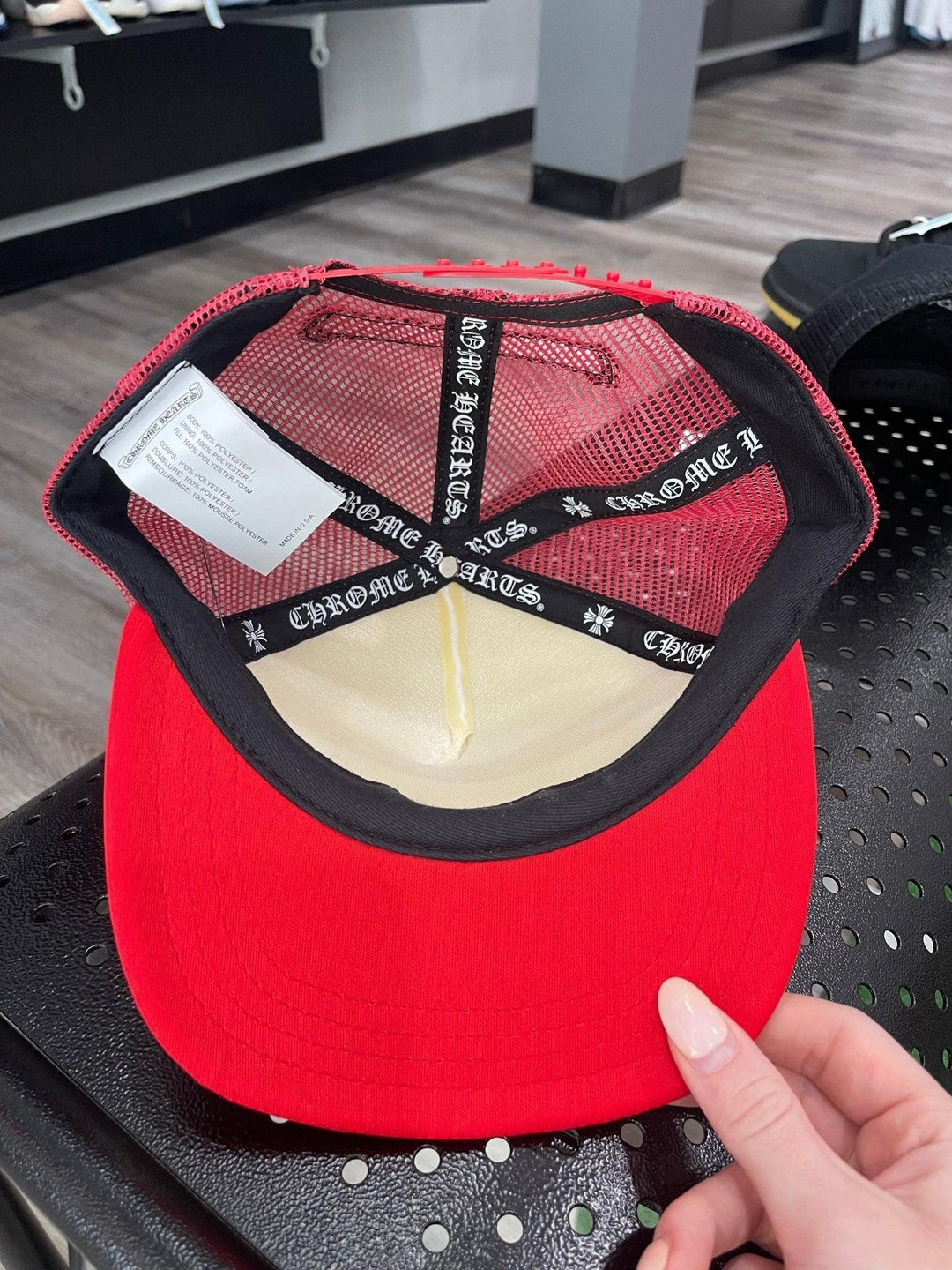 Chrome Hearts Cemetery Cross Trucker Hat Red / White