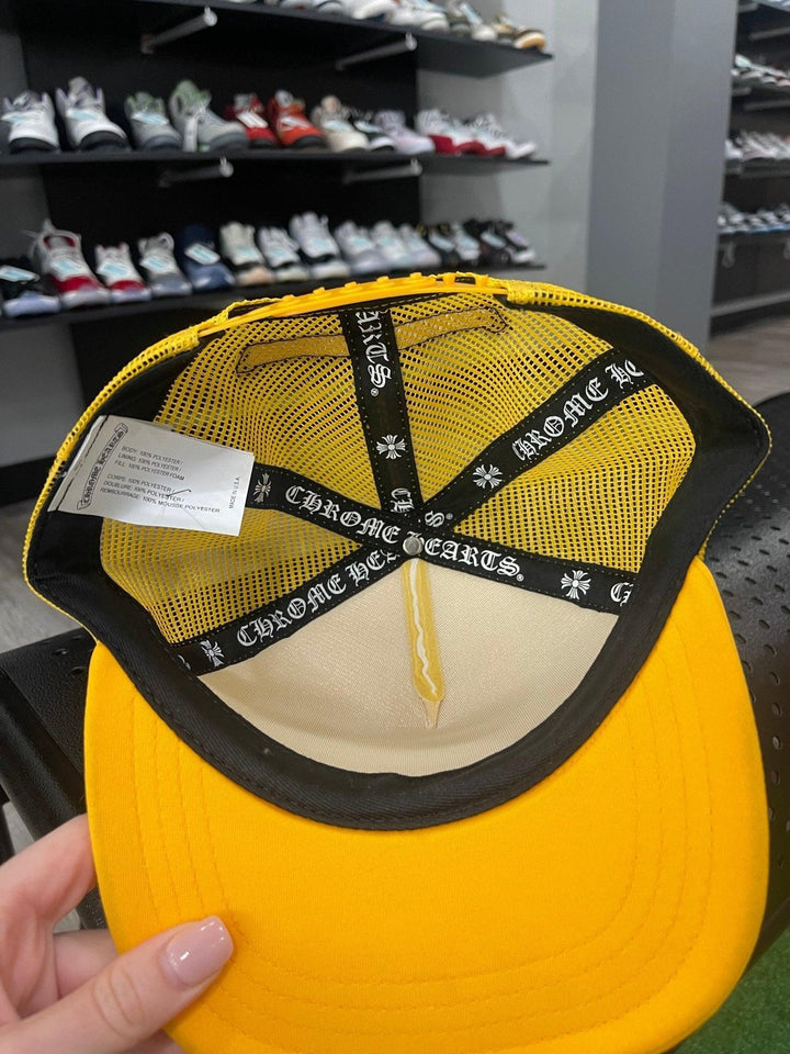Chrome Hearts Cemetery Cross Trucker Hat Yellow & White