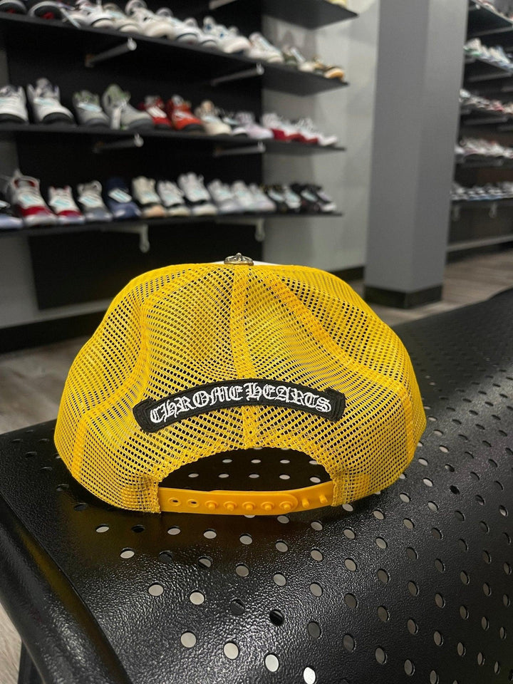 Chrome Hearts Cemetery Cross Trucker Hat Yellow & White