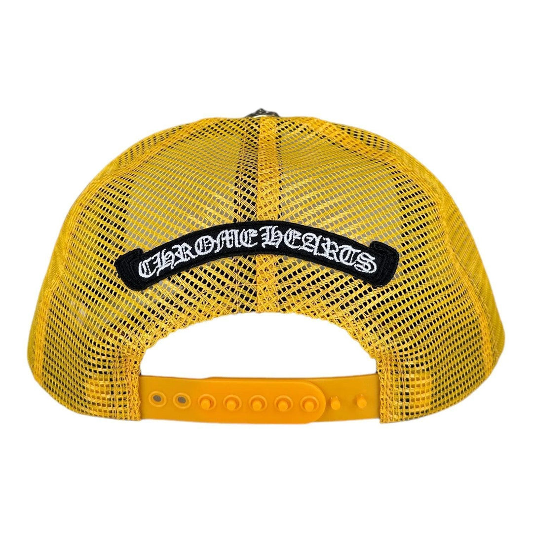 Chrome Hearts Cemetery Cross Trucker Hat Yellow & White