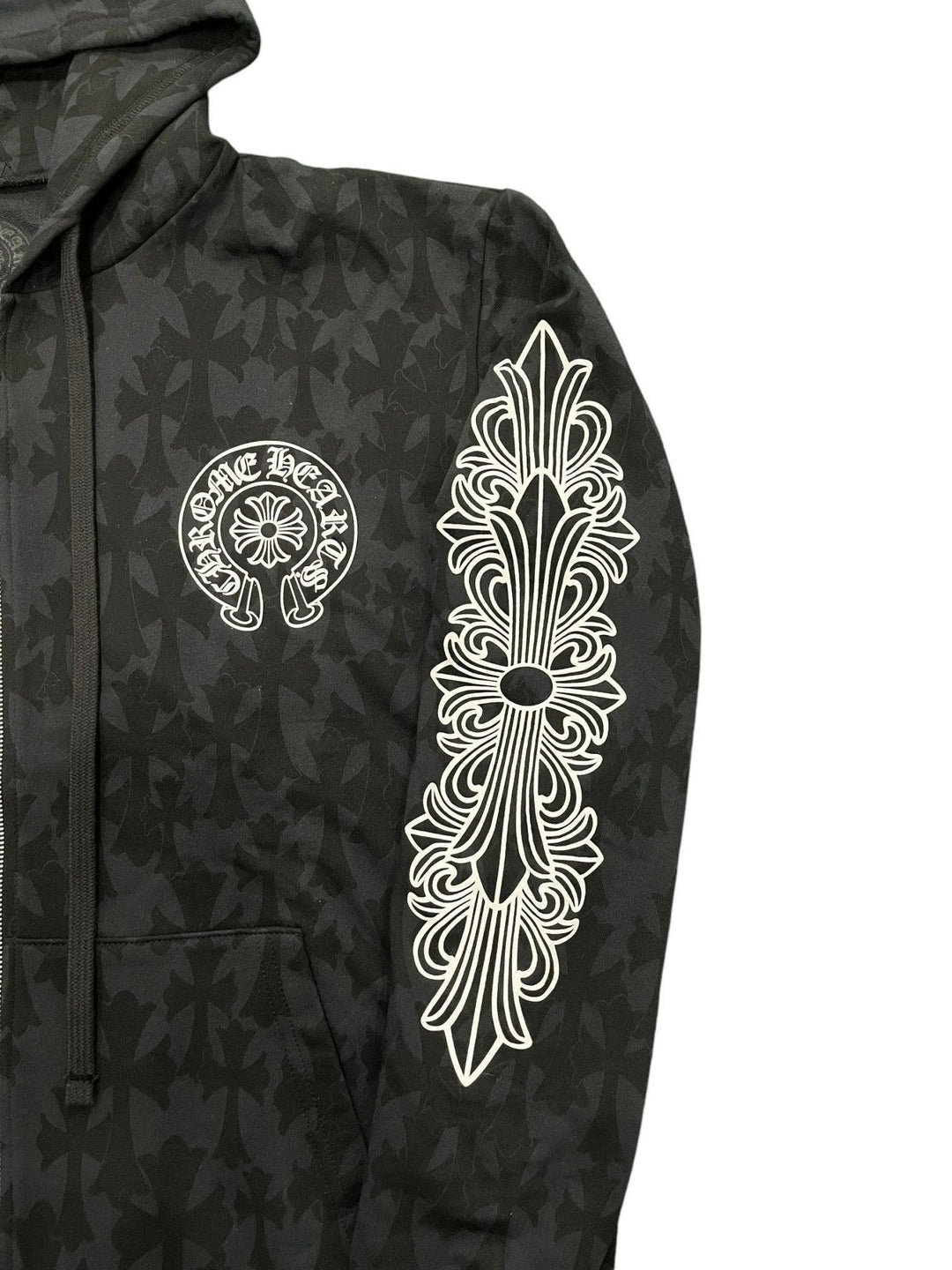 Chrome Hearts Cemetery Cross Zip-Up Hoodie Black