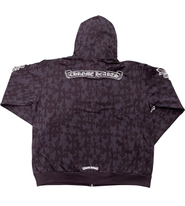 Chrome Hearts Cemetery Cross Zip-Up Hoodie Black