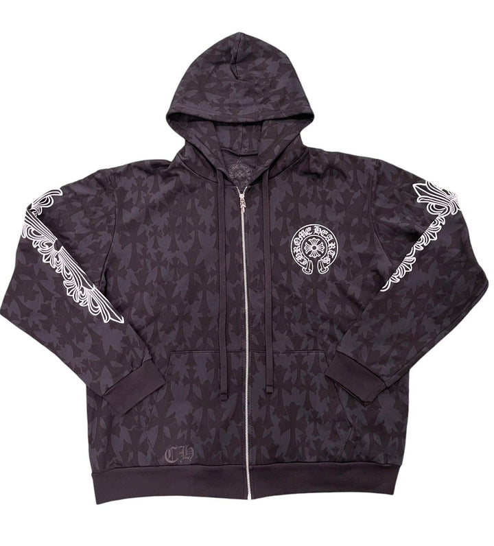 Chrome Hearts Cemetery Cross Zip-Up Hoodie Black
