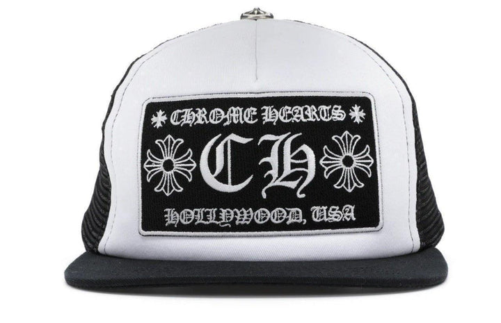 Chrome Hearts CH Hollywood Trucker Hat Black & White