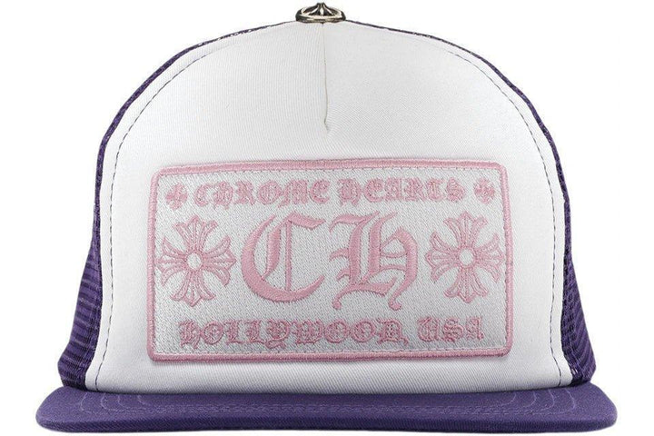 Chrome Hearts CH Hollywood Trucker Hat Purple / White / Pink