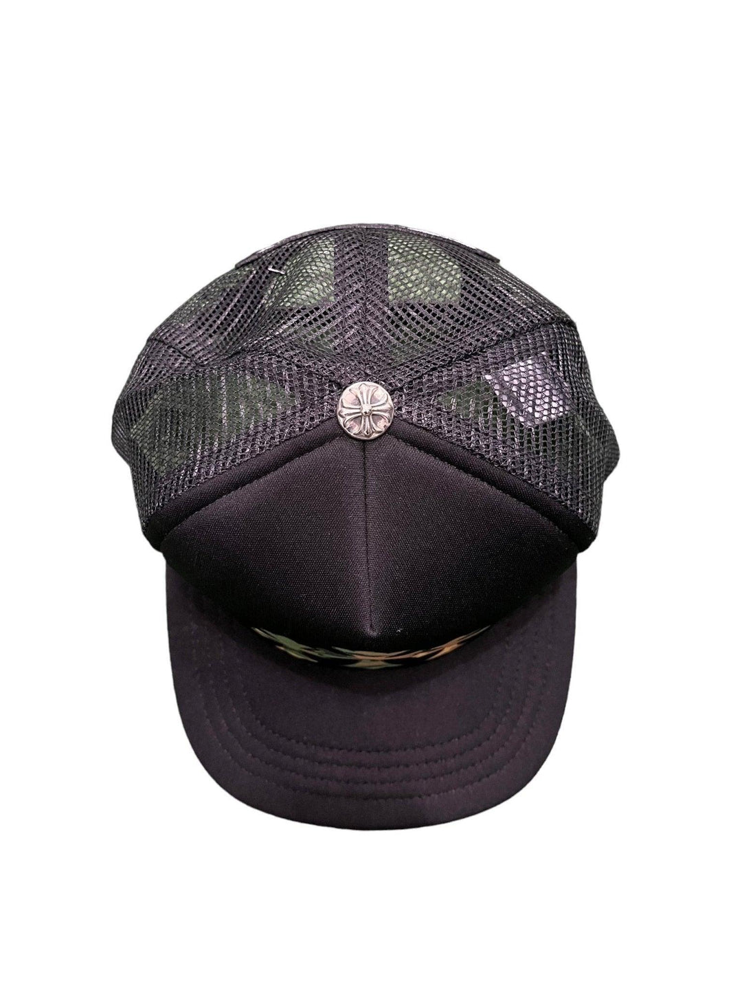 Chrome Hearts King Taco Camo Cross Trucker Hat Black