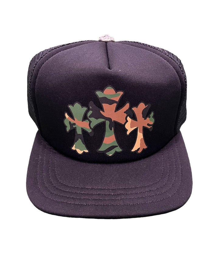 Chrome Hearts King Taco Camo Cross Trucker Hat Black