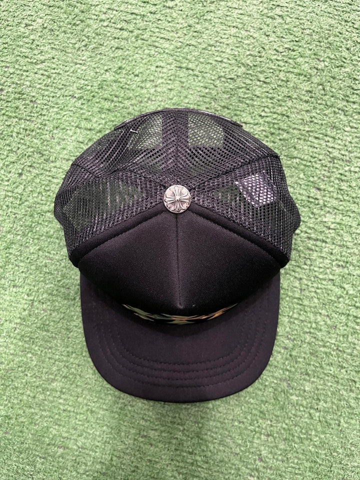 Chrome Hearts King Taco Camo Cross Trucker Hat Black