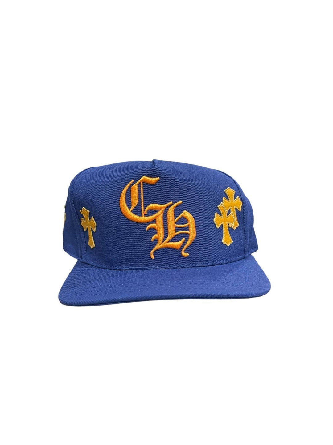 Chrome Hearts Leather Patches Snapback Hat Blue / Yellow