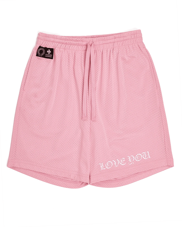 Chrome Hearts Love You Mesh Varsity Shorts Pink