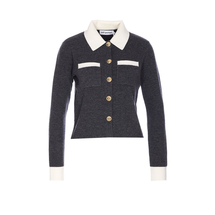 Self Portrait Women Contrast Collar Cardigan