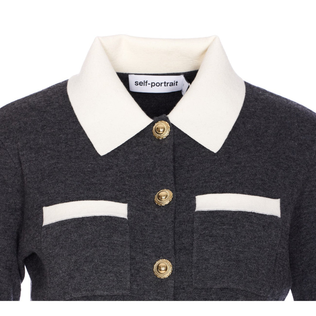 Self Portrait Women Contrast Collar Cardigan