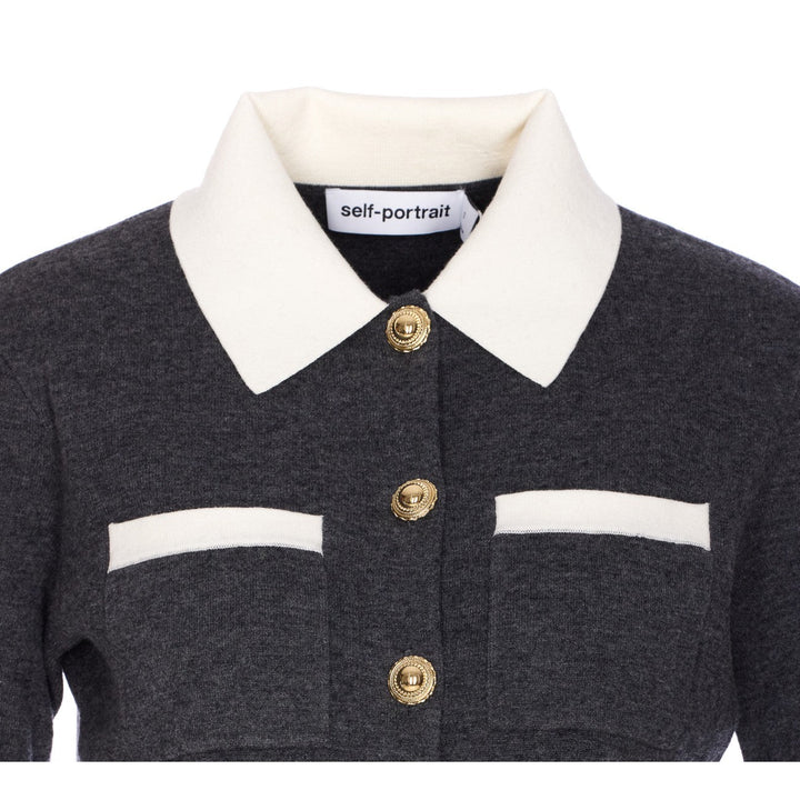 Self Portrait Women Contrast Collar Cardigan