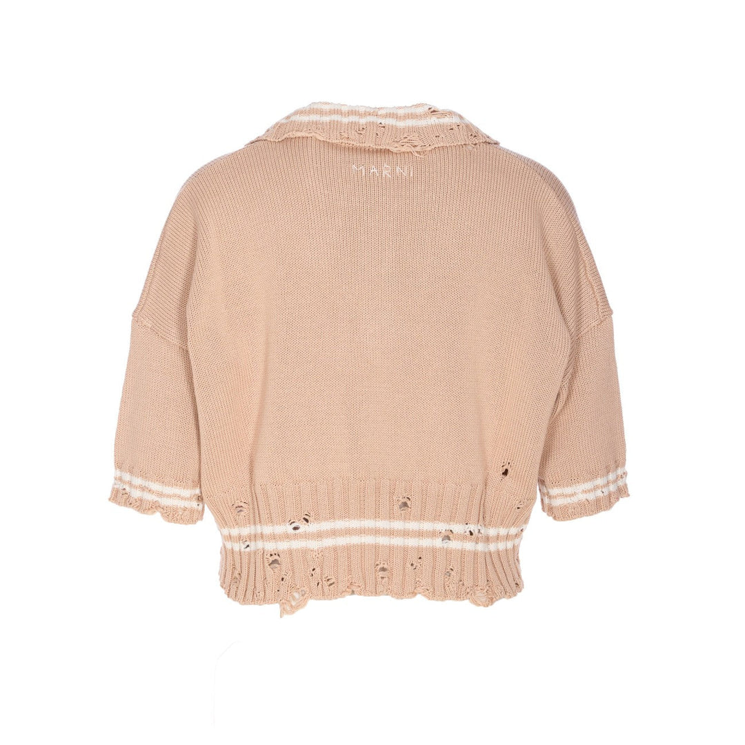 Marni Women Cotton Polo Shirt With Marni Symbol Embroidery