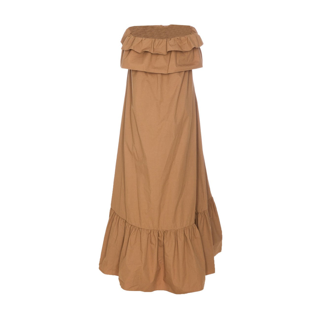 Saint Laurent Women Cotton Twill Ruffled Dress