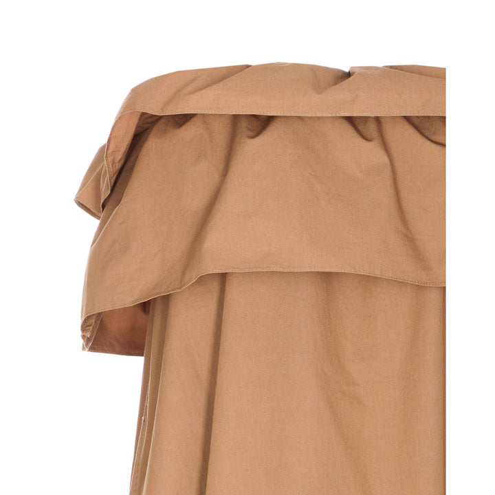 Saint Laurent Women Cotton Twill Ruffled Dress