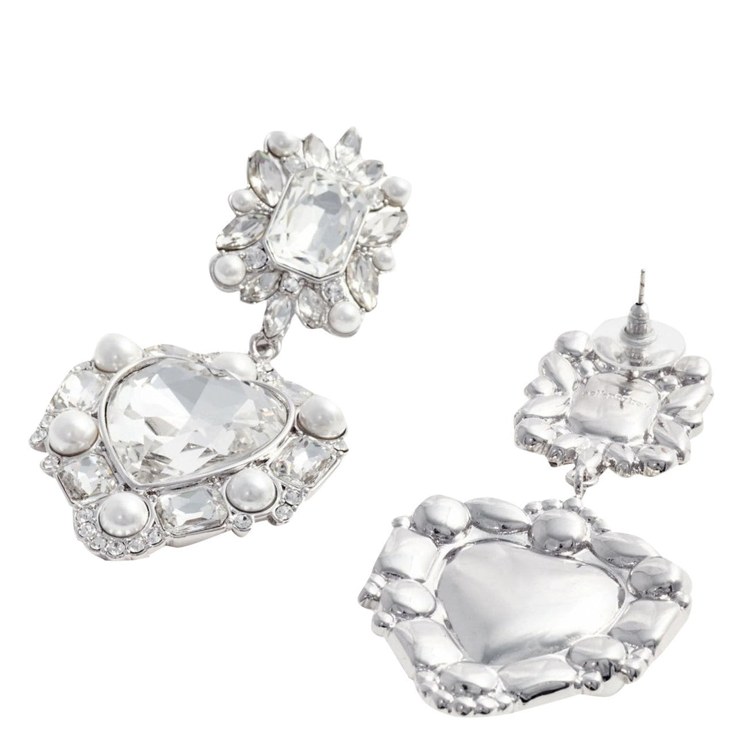 Self Portrait Women Crystal Heart Tiered Earrings