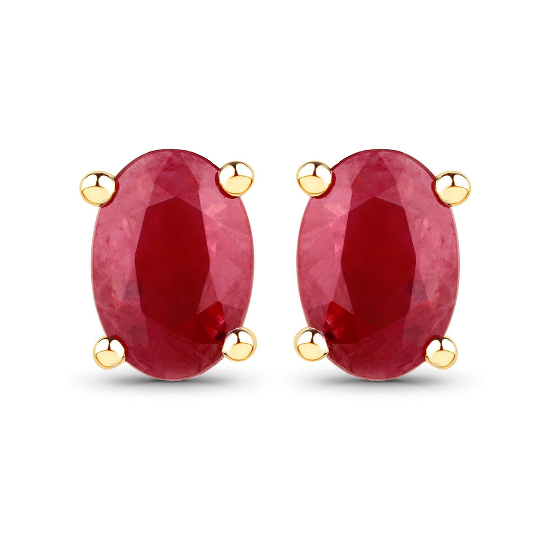 1.04 Carat Genuine Ruby 14K Yellow Gold Earrings