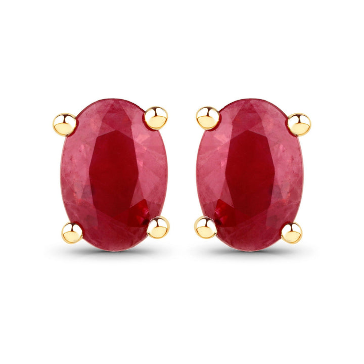 1.04 Carat Genuine Ruby 14K Yellow Gold Earrings