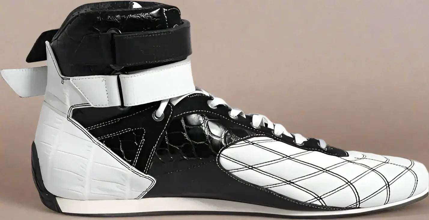 【VIP価格】DOLCE & GABBANA Black White Leather High Tops Dolce & Gabbana Men's Black & White High Top Sneakers