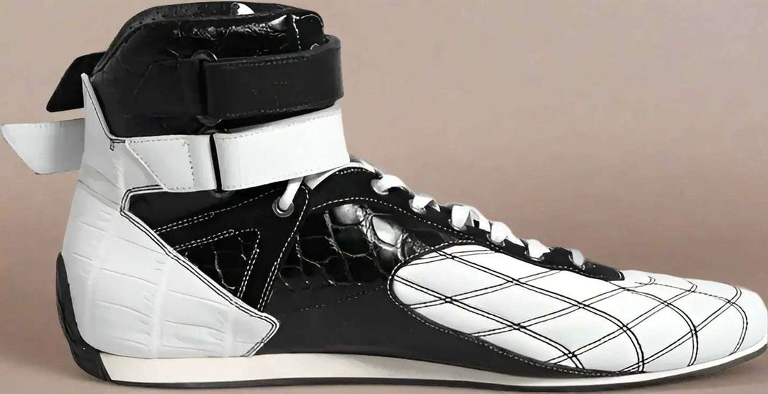Dolce & Gabbana Black White Leather High Top Sneakers Shoes