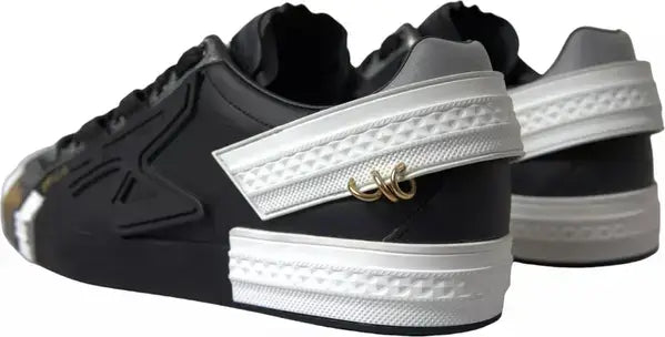 Dolce & Gabbana men's Black Leather Low Top Sneakers Portofino Shoes