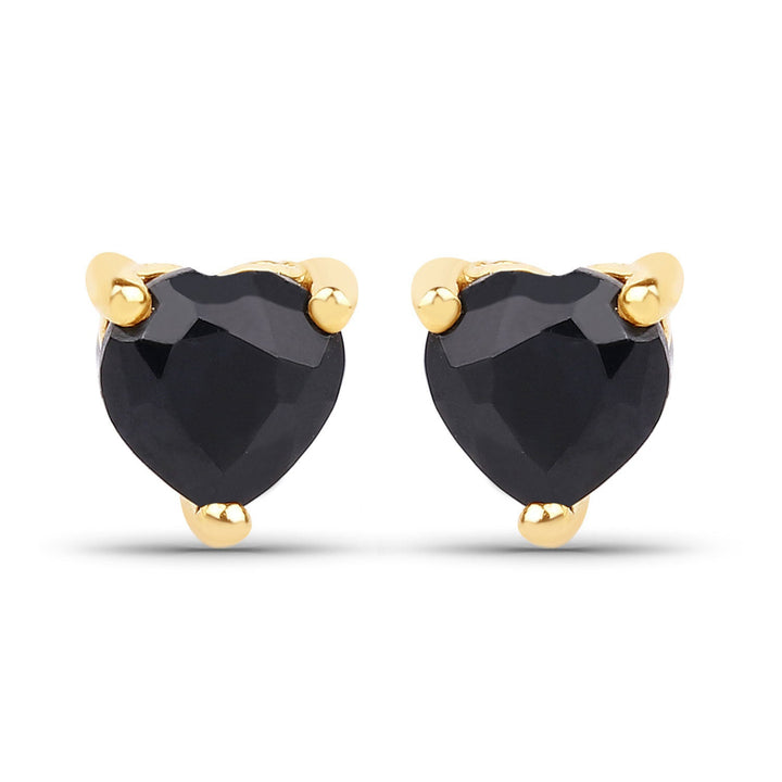0.70 Carat Genuine Black Sapphire 14K Yellow Gold Earrings