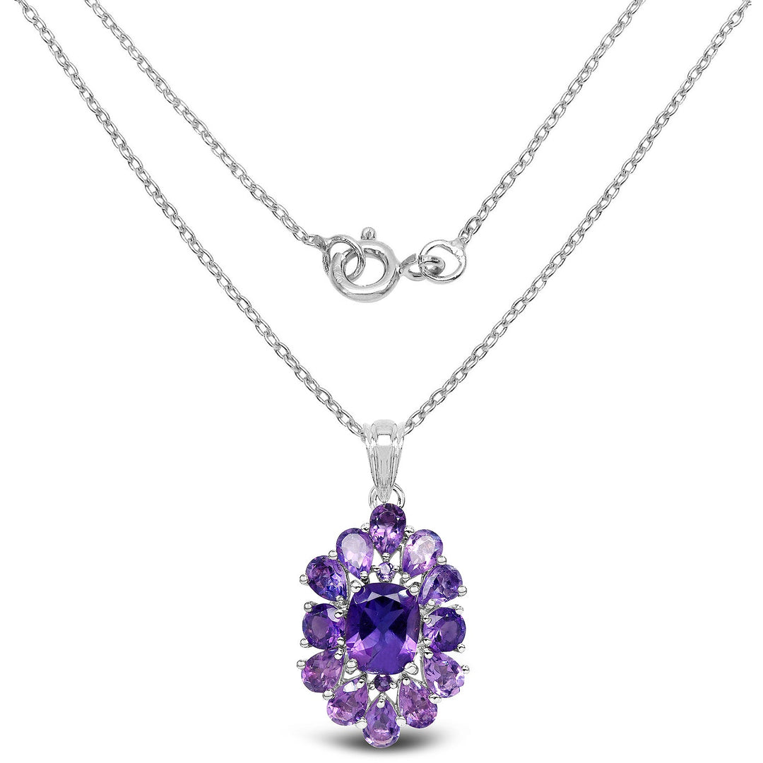 7.24 Carat Genuine Amethyst .925 Sterling Silver Pendant