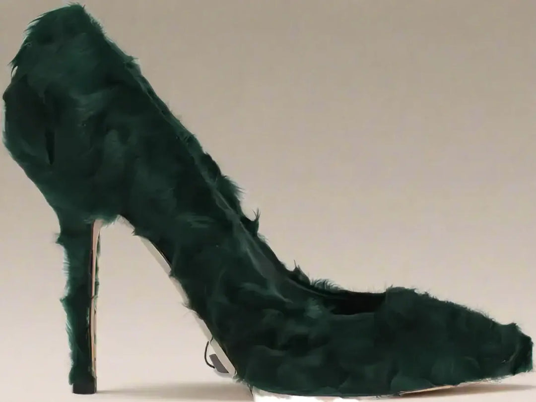 Dolce & Gabbana Green Xiangao Lamb Fur Leather Pumps