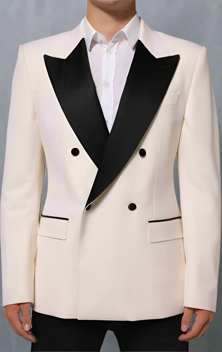 man in white blazer suit jacket