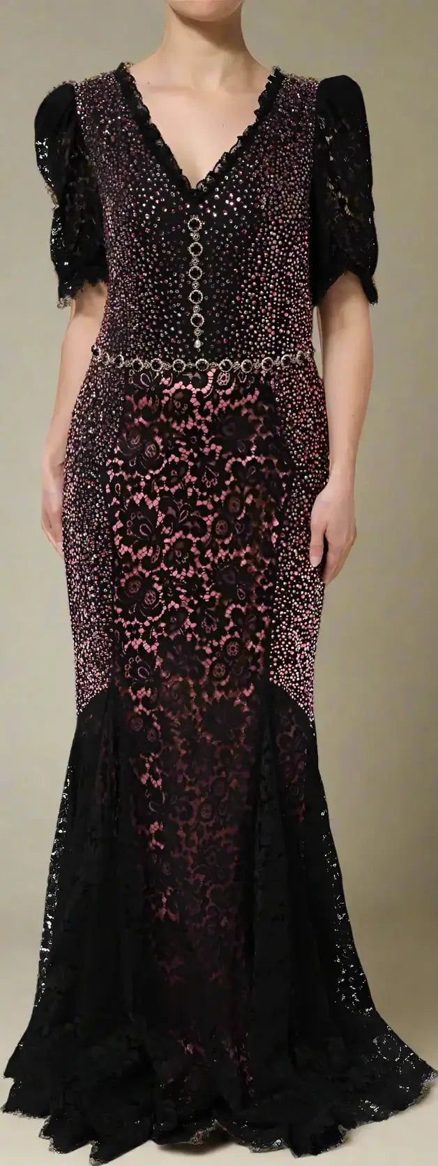 Dolce & Gabbana Multicolor Embellished Mermaid Gown Dress