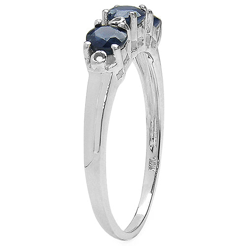 1.01 Carat Blue Sapphire &amp; White Diamond 10K White Gold Ring