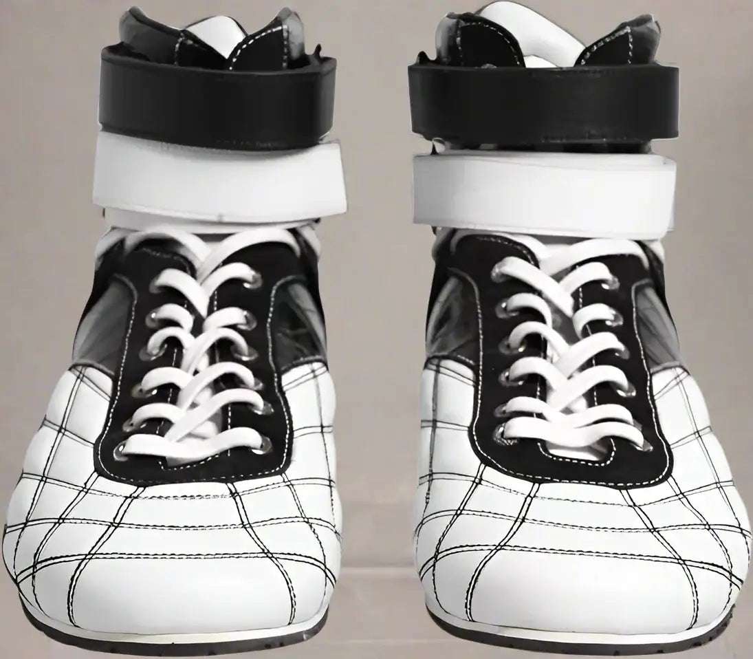 【VIP価格】DOLCE & GABBANA Black White Leather High Tops Dolce & Gabbana Women's Black & White Canvas & Leather High
