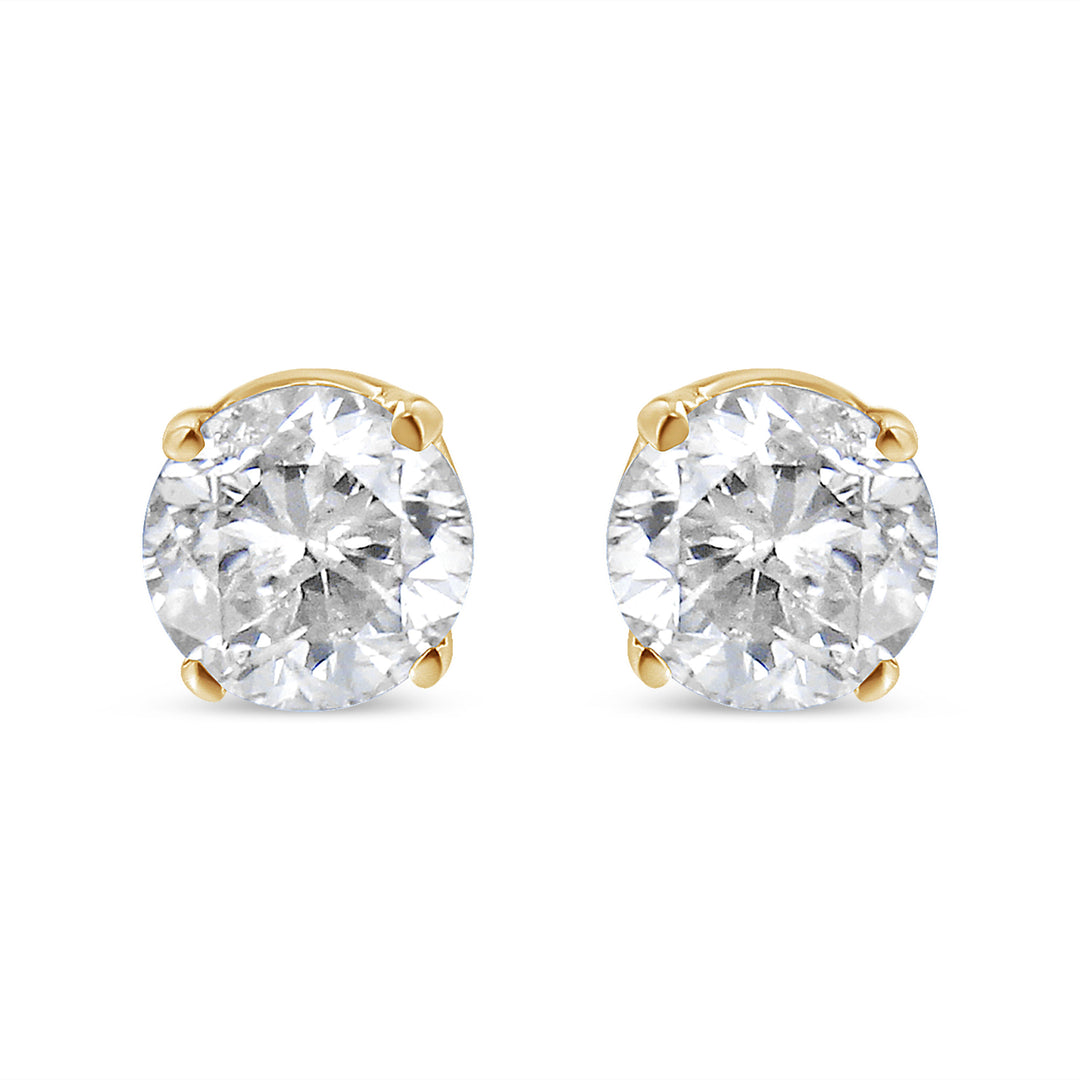 14K Yellow Gold 1/2 Cttw Round-Cut Diamond Solitaire Stud Earrings (O-P Color, SI2-I1 Clarity)