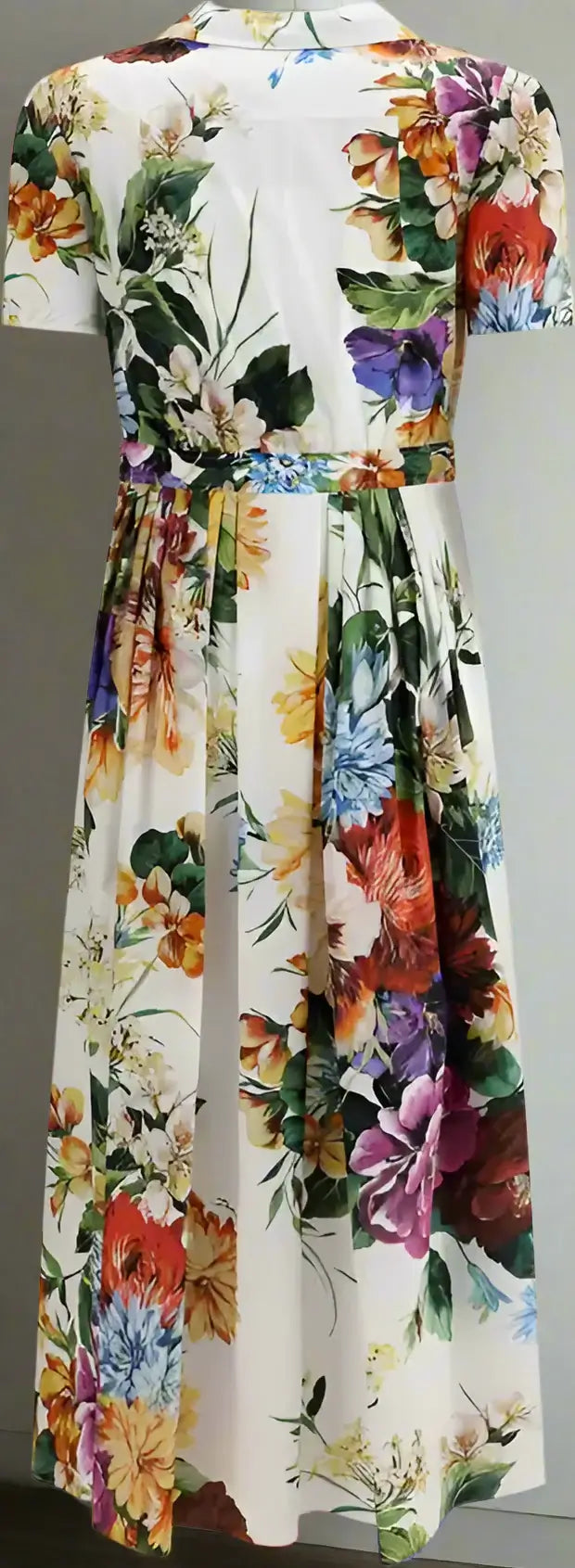 Floral dress with colorful flowers on a white background