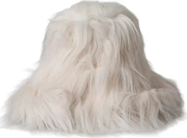 White fluffy hat on a white background