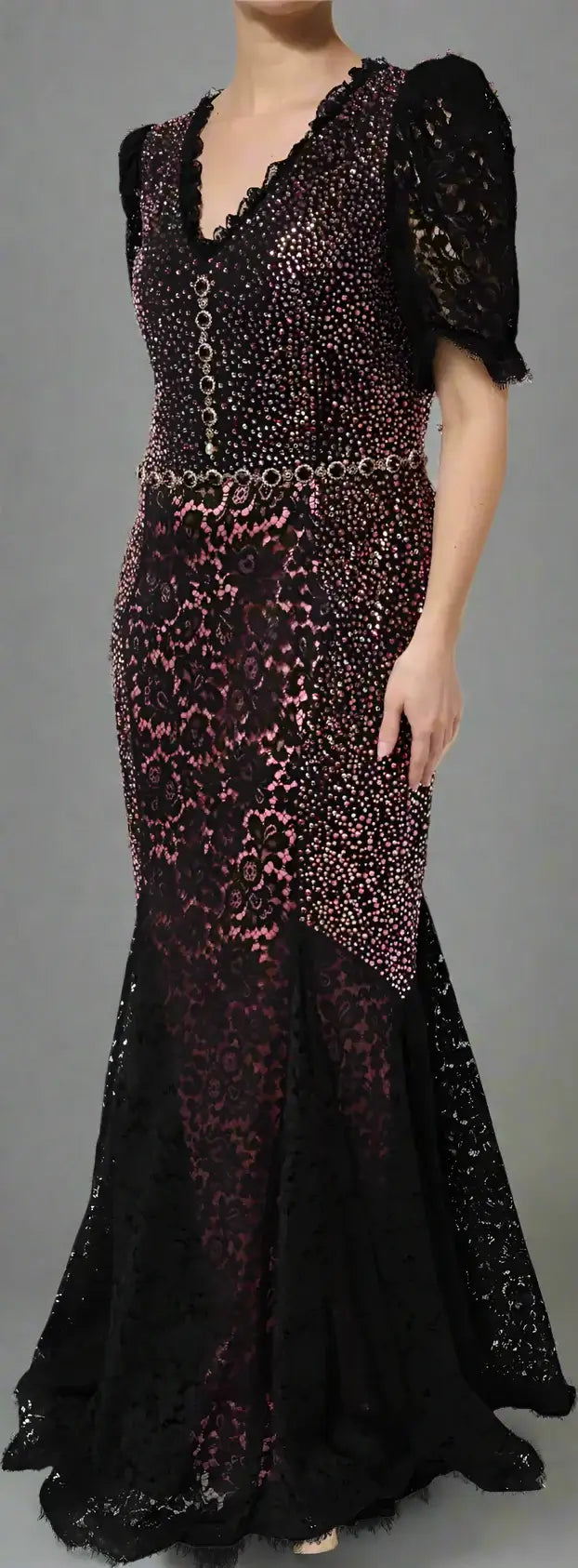 Dolce & Gabbana Multicolor Embellished Mermaid Gown Dress